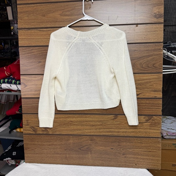 Chaps Women's beach view White Cardigan Sweater size small NWT - Picture 4 of 6